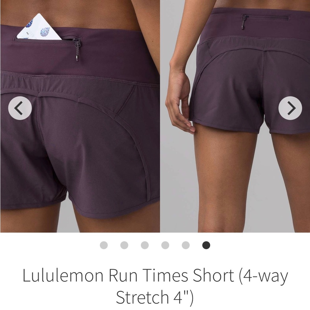 Lululemon run time short 4” size 4 black currant
